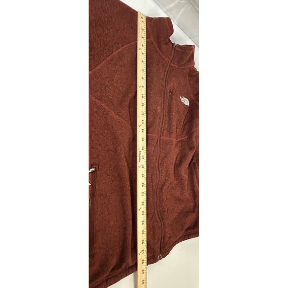 Men's M The North Face Gordon Lyons Sweater Heather Rust Red Fleece Jacket Logo - Picture 16 of 16